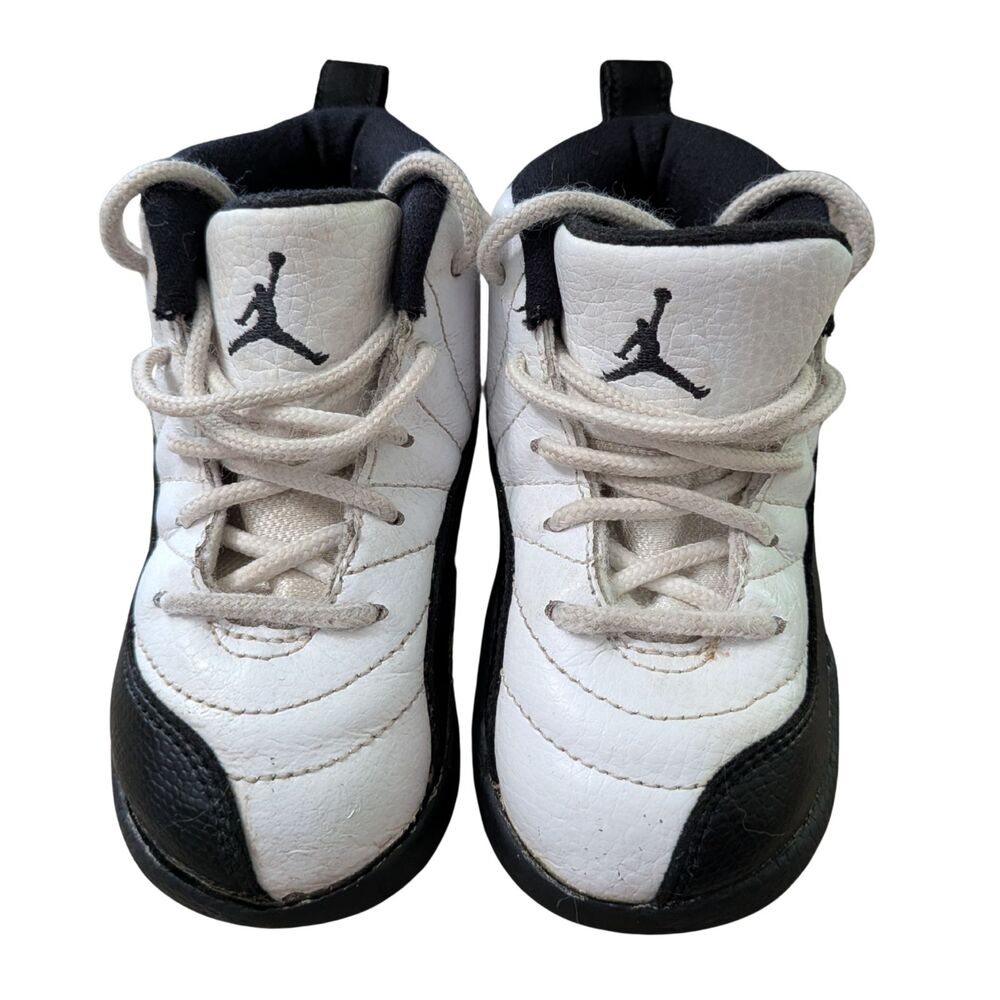 👟 Jordan 12 Retro Taxi 2013 Toddler Size 8C White Black Sneakers